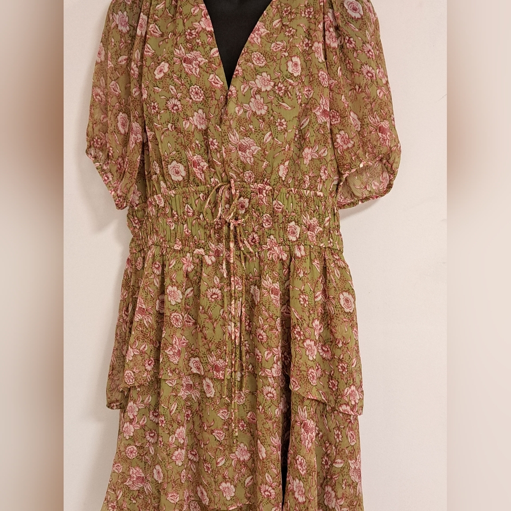 Jessica Simpson Yellow Gold Asymmetrical Ruffled Sundress Open Back Misses XL - Picture 6 of 14